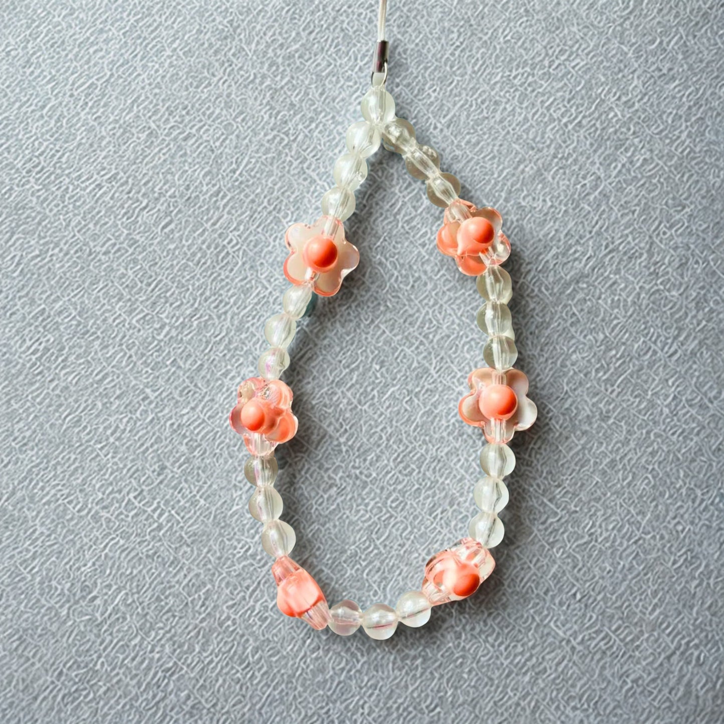 Peachy Retro Layered Heart Phone Case with Beaded Charm