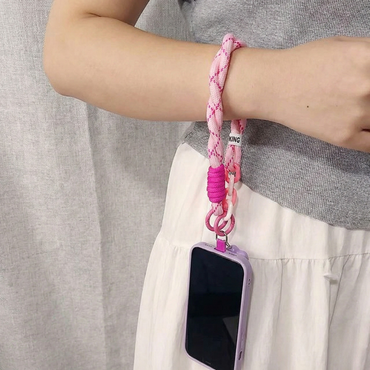 Coquette Pink Double Braided Phone Wrist Strap
