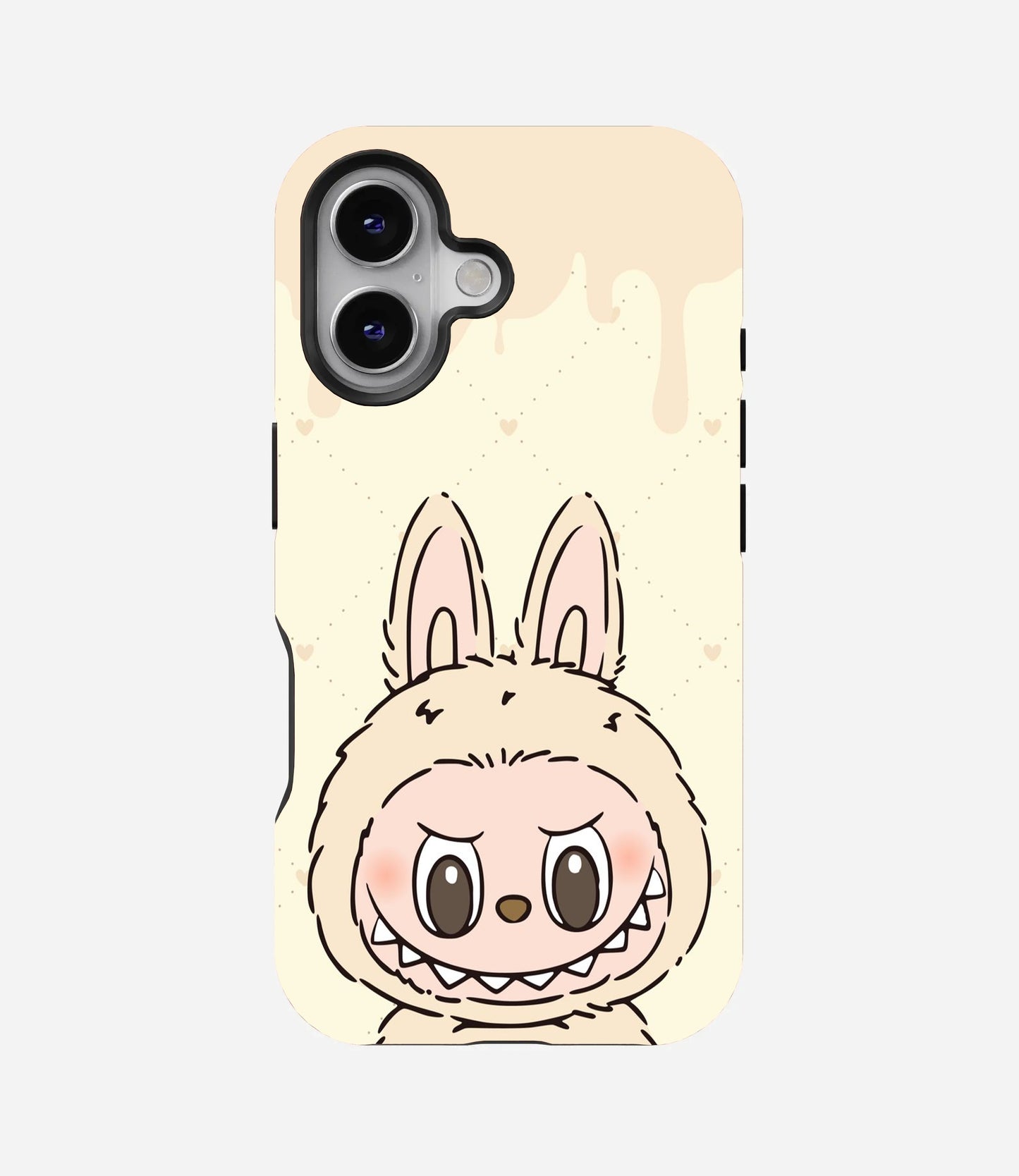 Cream Beige Labubu Monster Glossy Phone Case