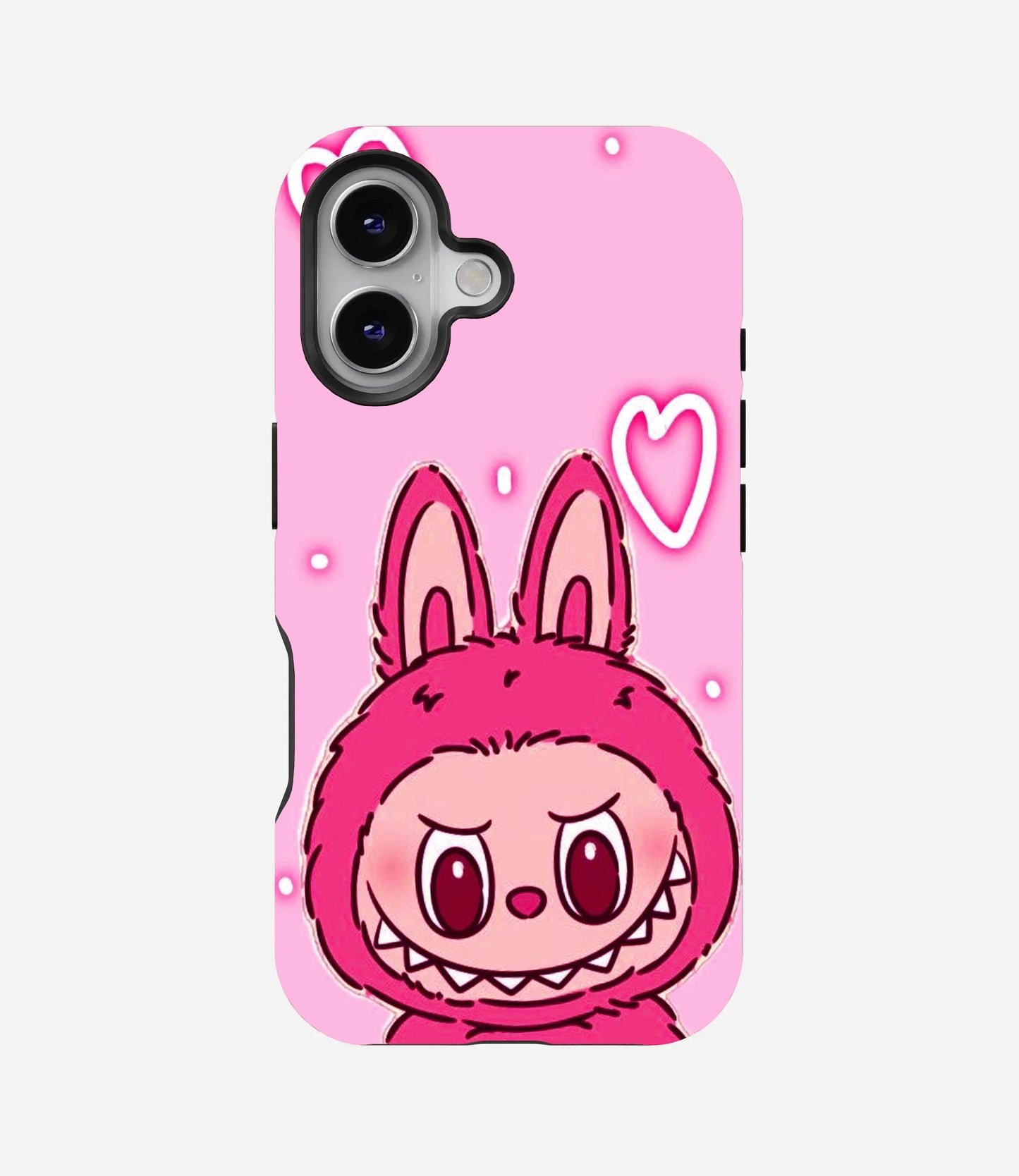 Neon Pink Labubu Heart Glossy Phone Case