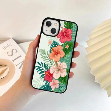Tropical Hibiscus & Palm Leaf Phone Case