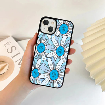 Icy Blue Graphic Daisy Pop Phone Case