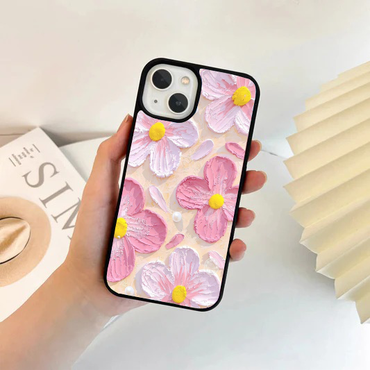 Sweet Pink Impasto Daisy Painted Case