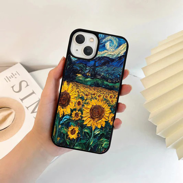 Impasto Sunflower Field Starry Sky Phone Case