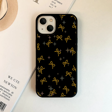 Elegant Midnight Gold String Bow Phone Case