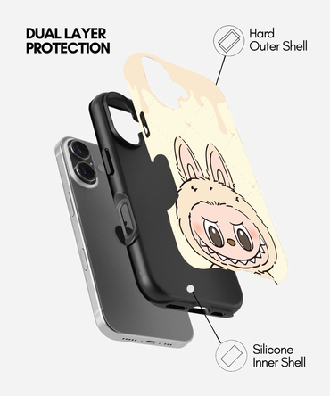 Cream Beige Labubu Monster Glossy Phone Case