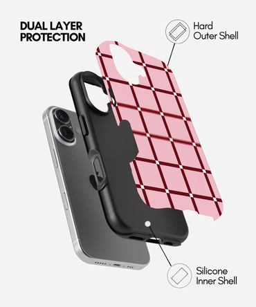 Pink & Maroon Geometric Grid Phone Case