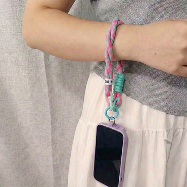 Retro Watermelon Pink & Teal Braided Phone Wrist Strap