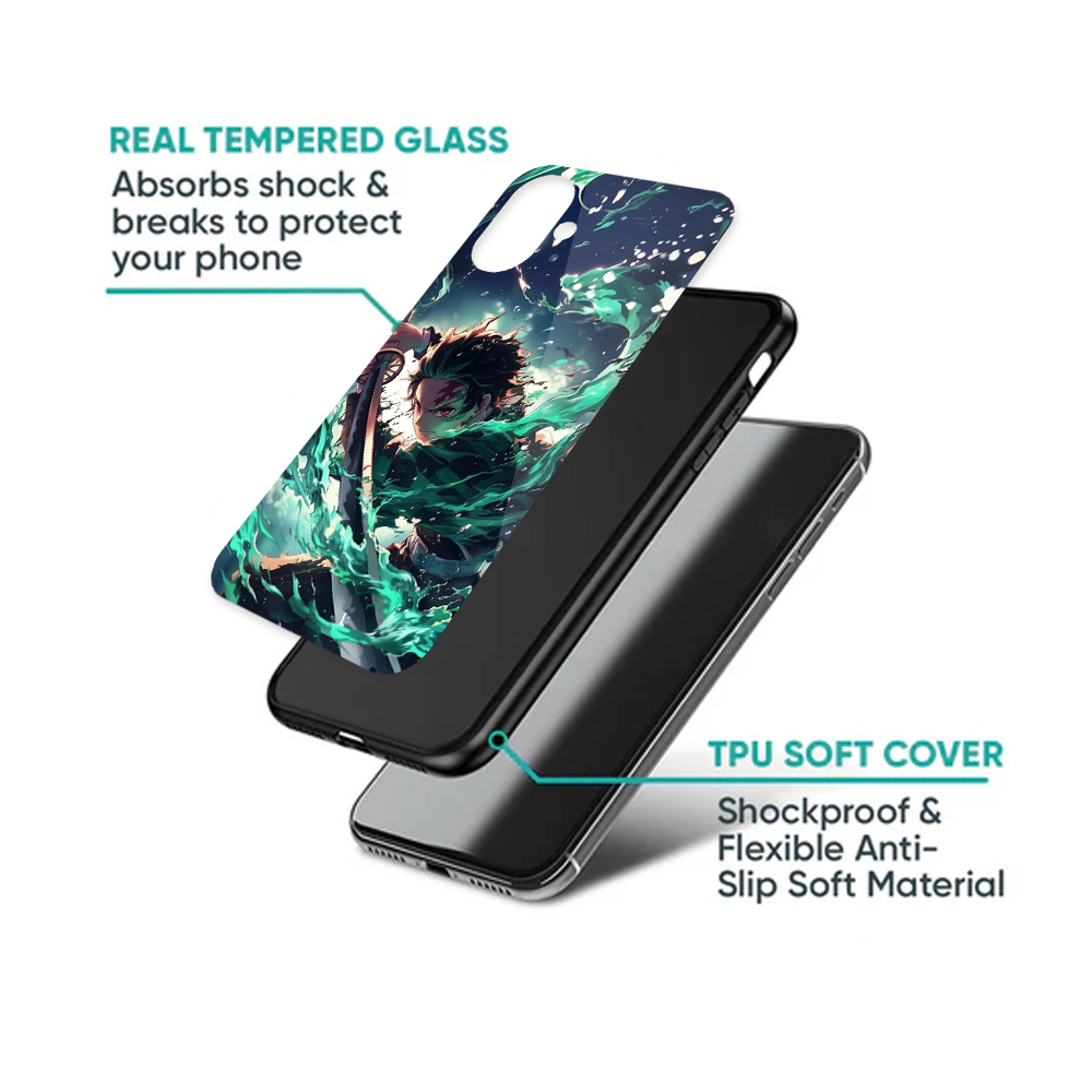 Emerald Slash Tanjiro Metal Phone Case