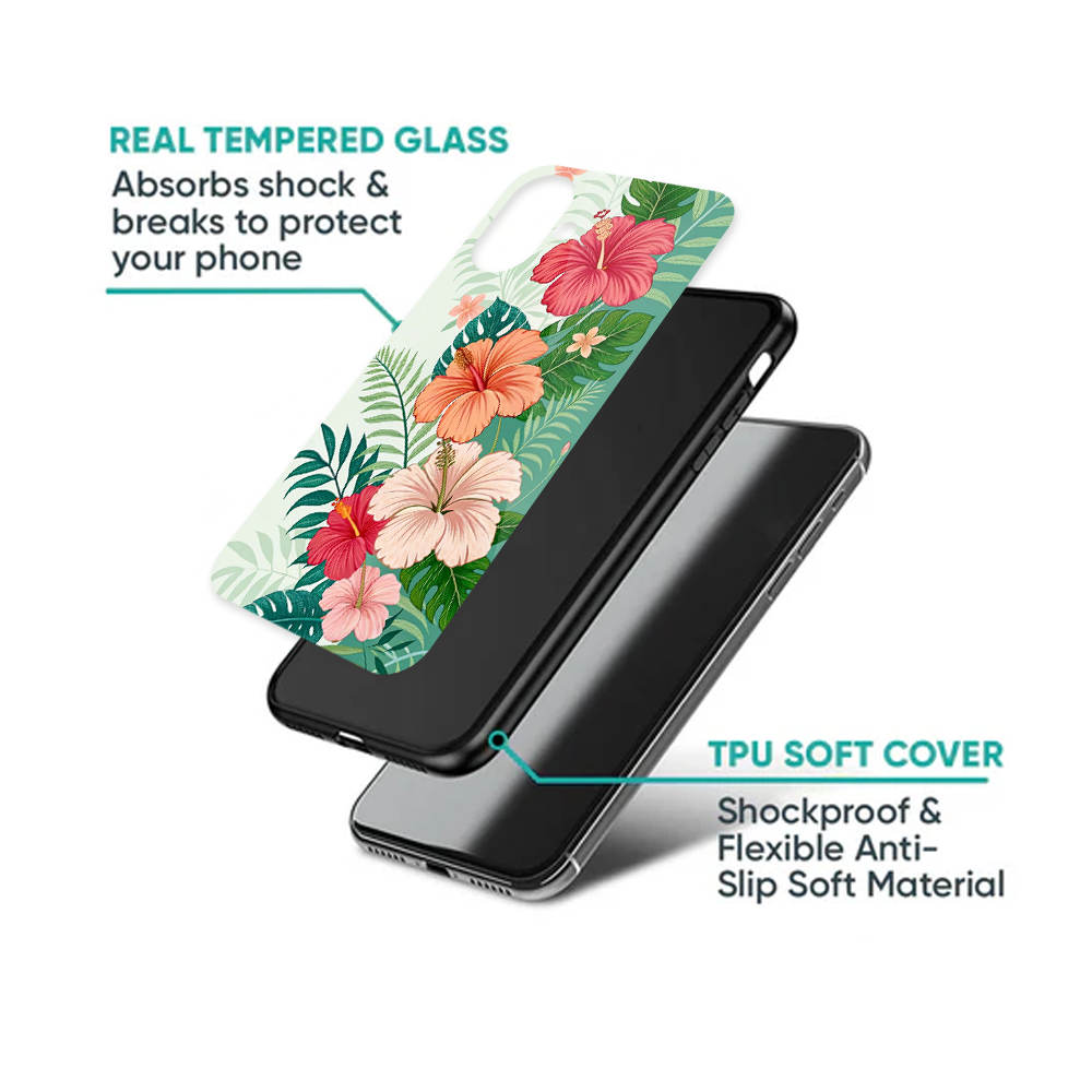 Tropical Hibiscus & Palm Leaf Phone Case