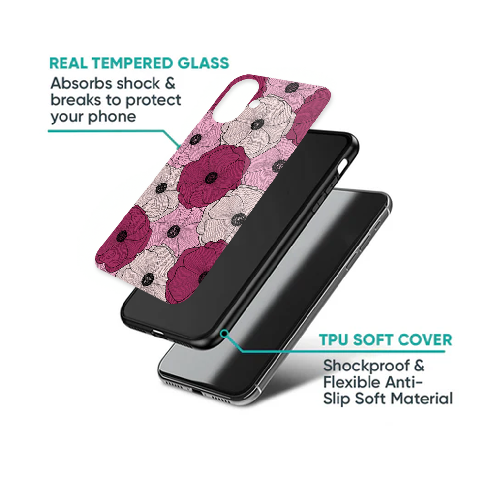 Burgundy & Pink Line Art Floral Phone Case