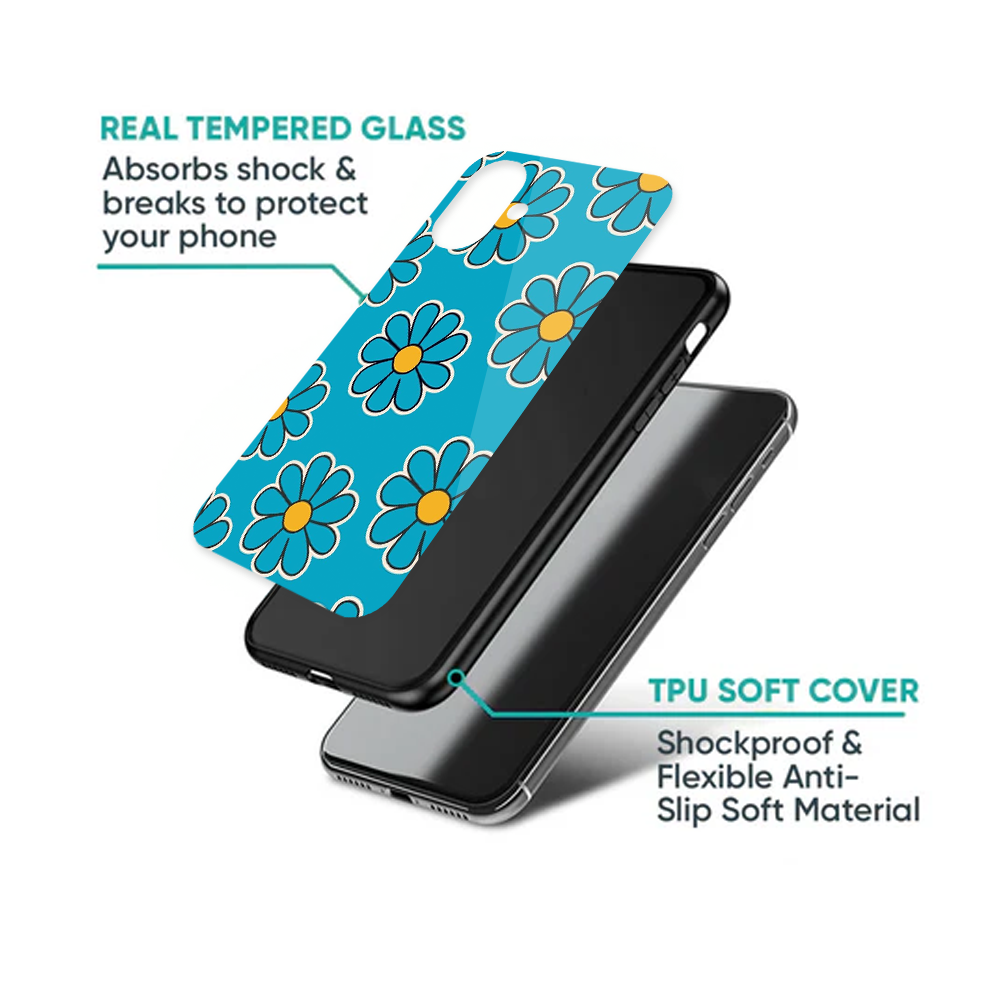 Retro Y2K Blue Pop Art Daisy Phone Case