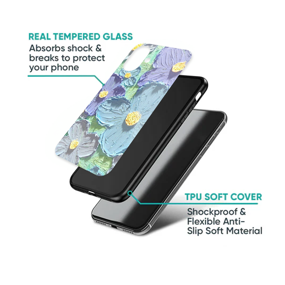 Textured Impasto Blue & Purple Floral Case