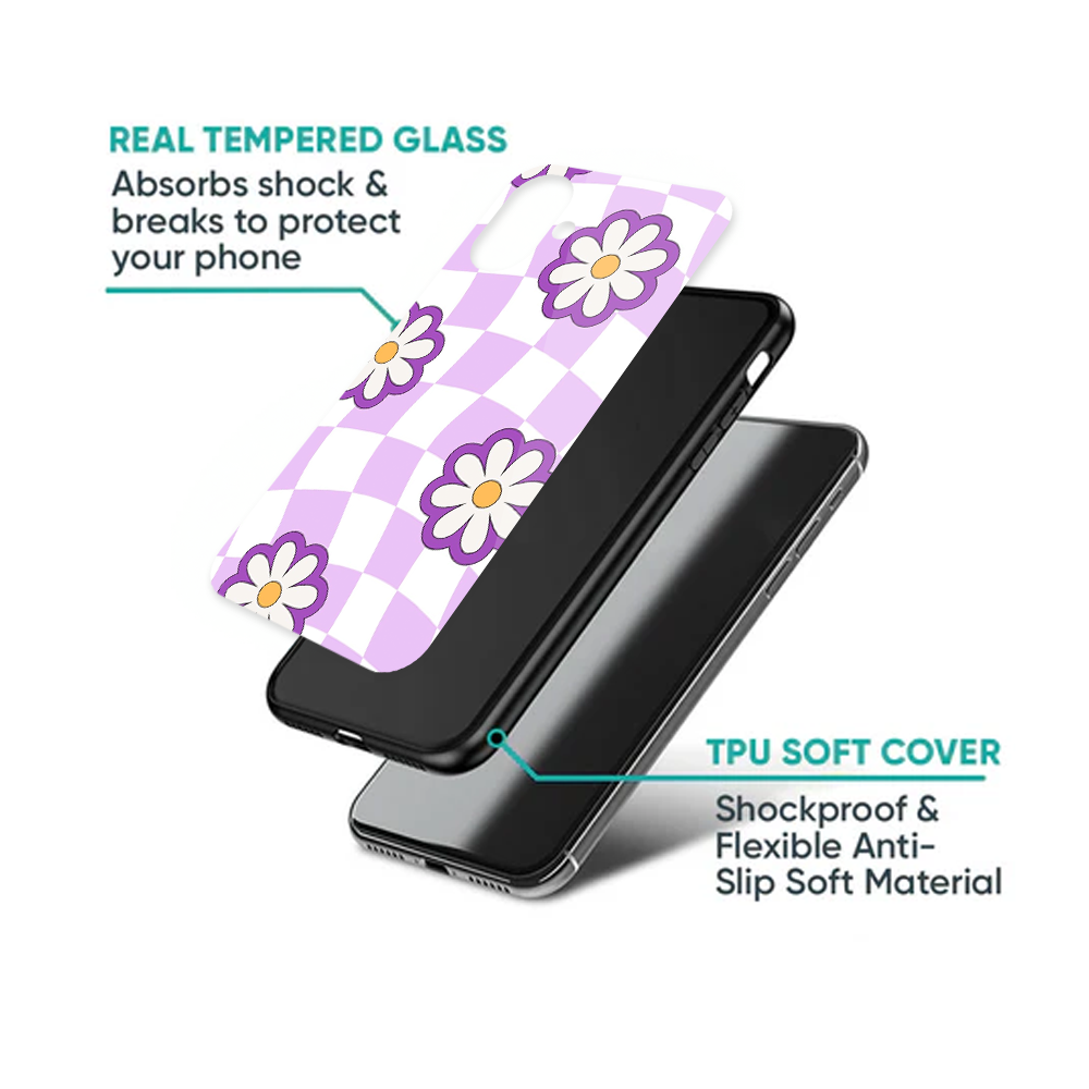 Purple Wavy Checkerboard Daisy Phone Case