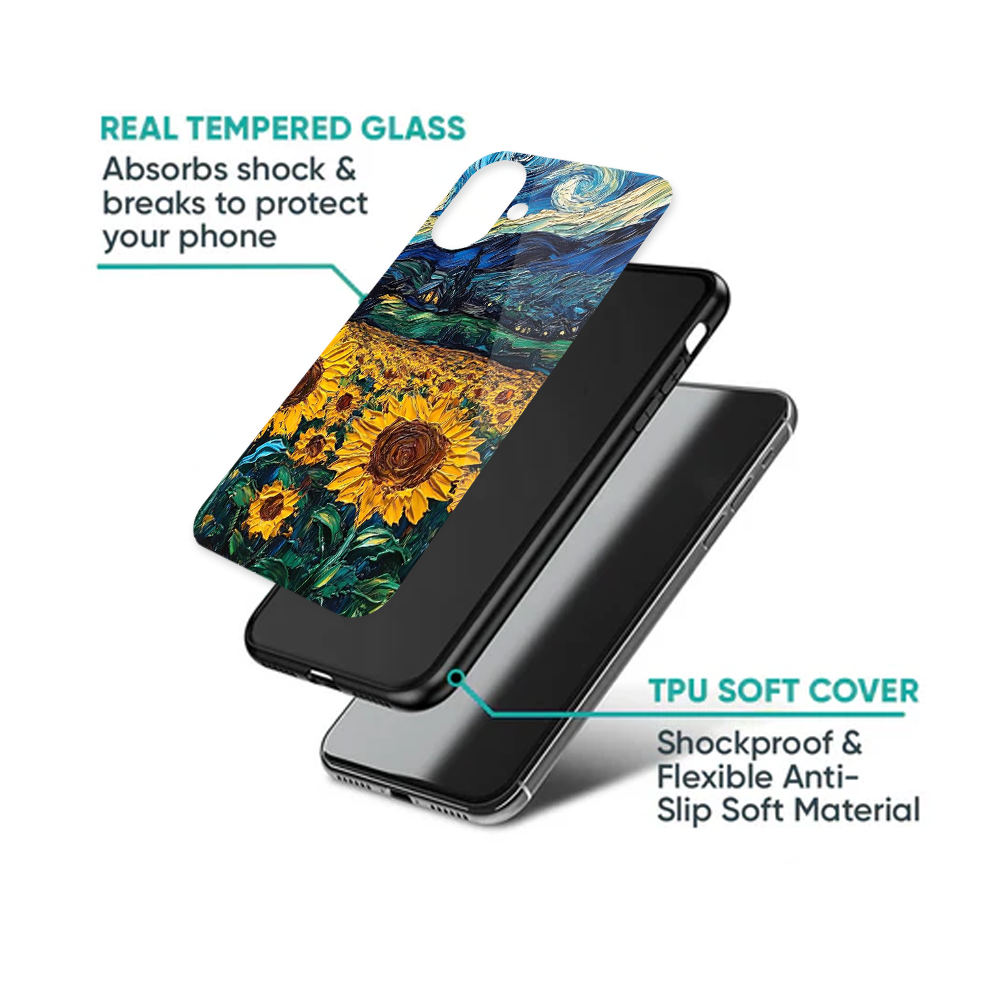 Impasto Sunflower Field Starry Sky Phone Case