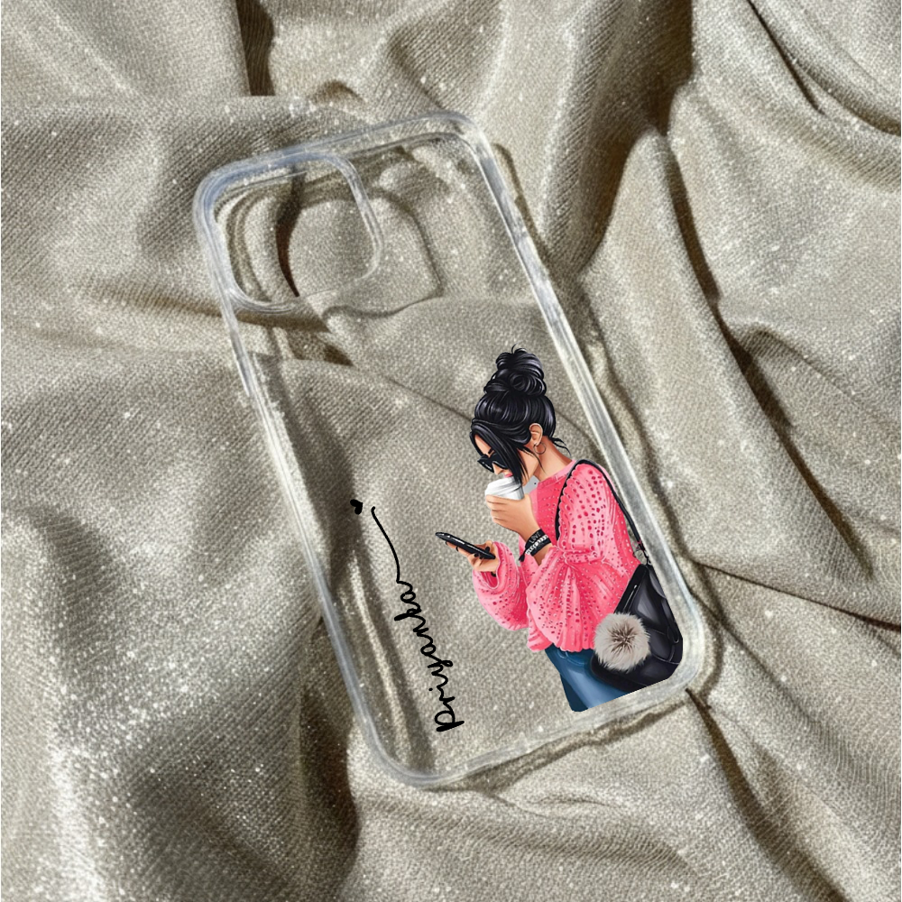 Personalized Coffee Girl Aesthetic Clear Case
