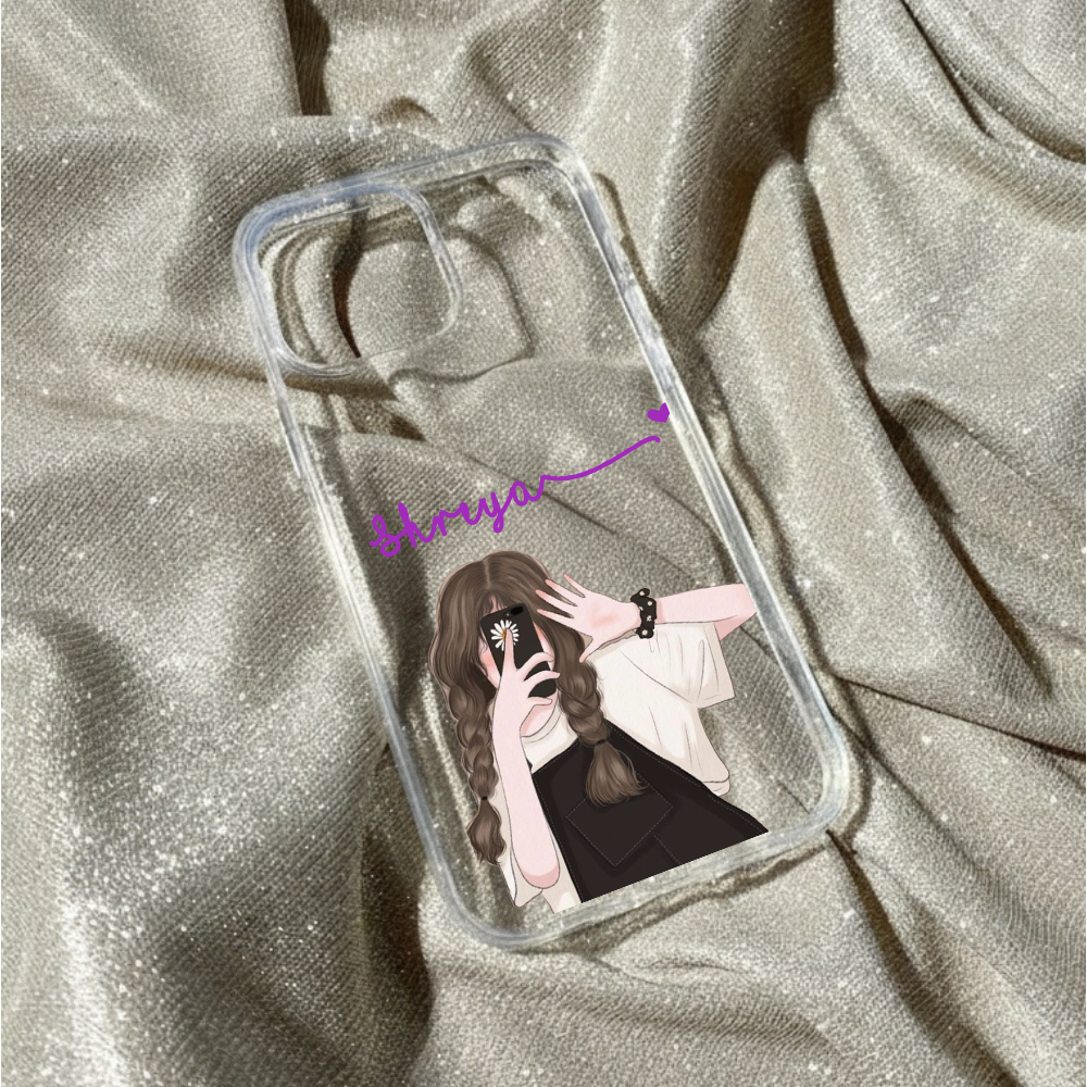 Personalized Overalls Girl Clear Case