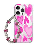 Y2K Pink Layered Heart Phone Case with Pearl Bow Charm