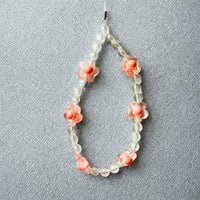 Orange Gingham Aesthetic Phone Case with Floral Beaded Charm