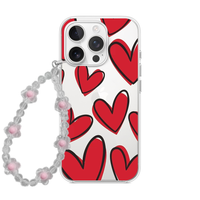 Pop Art Red Heart Phone Case with Pearl Bow Charm