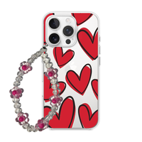 Pop Art Red Heart Phone Case with Pearl Bow Charm