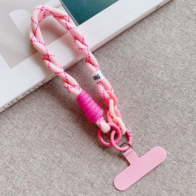 Coquette Pink Double Braided Phone Wrist Strap