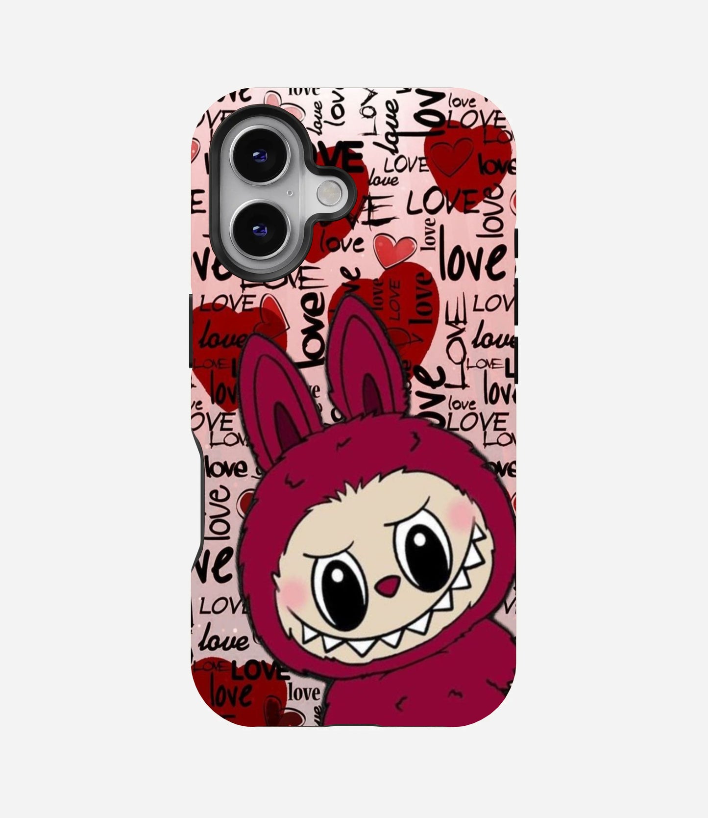 Crimson Love Labubu Glossy Phone Case