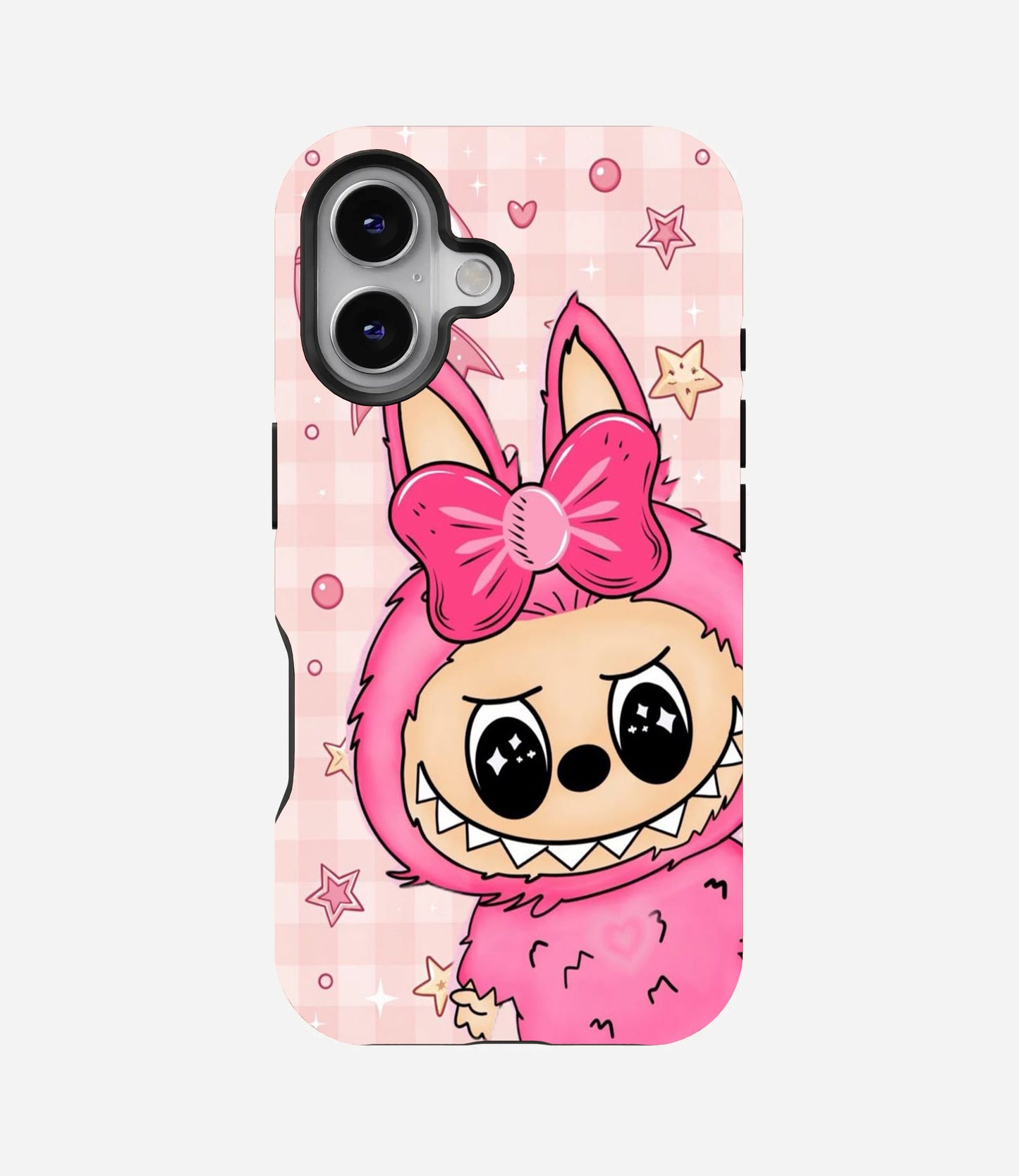 Coquette Pink Bow Labubu Glossy Phone Case