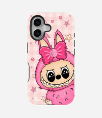Coquette Pink Bow Labubu Glossy Phone Case