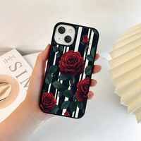 Bold Stripe & Dark Red Rose Phone Case