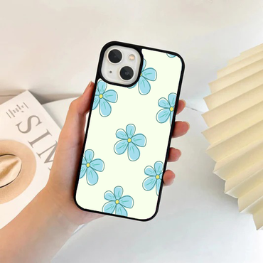 Pastel Blue Retro Cartoon Flower Phone Case