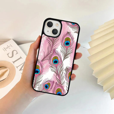 Pink Peacock Feather Pattern Phone Case