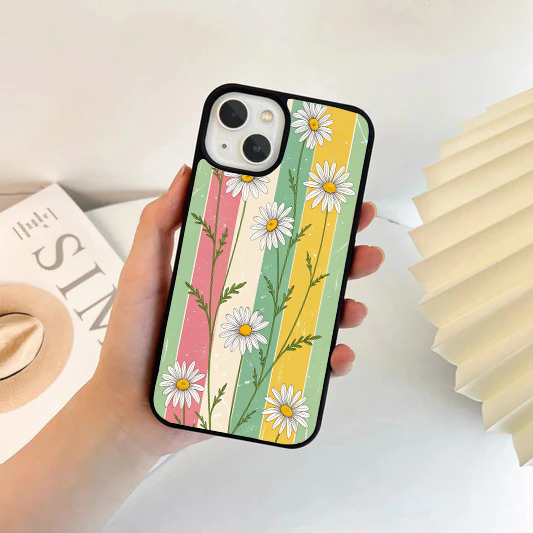 Retro Striped Daisy Vine Phone Case