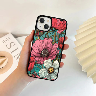 Vintage Line Art Pink Anemone Phone Case