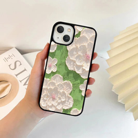 Textured Impasto White Floral on Green Case