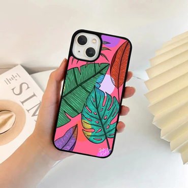 Vibrant Sketched Tropical Leaf Boho Case