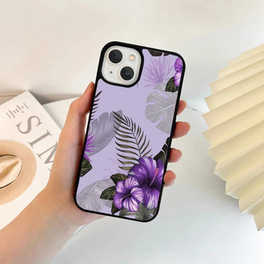 Purple Hibiscus & Palm Leaf Tropical Case
