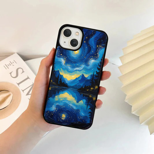 Starry Mountain Lake Reflection Phone Case