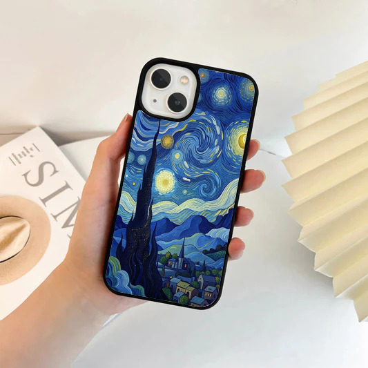 Vivid Starry Night Cypress Tree Phone Case