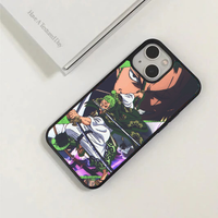 Phone case featuring Roronoa Zoro drawing his swords with a large intense reflection of his face in the background.