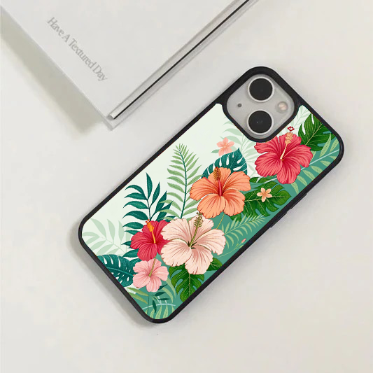 Tropical Hibiscus & Palm Leaf Phone Case