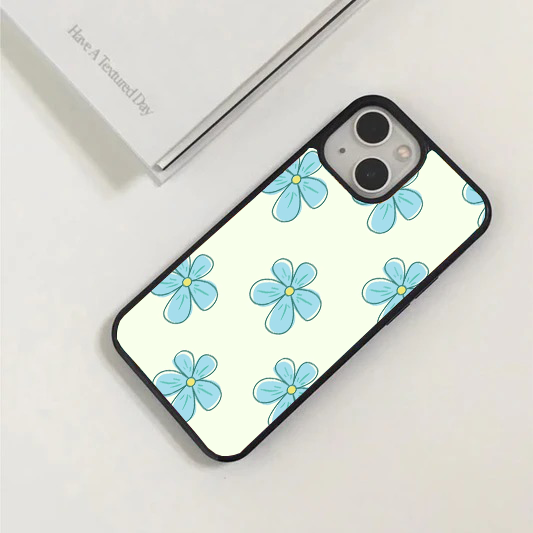 Pastel Blue Retro Cartoon Flower Phone Case