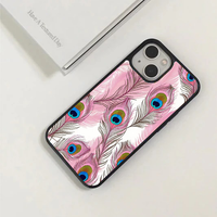 Pink Peacock Feather Pattern Phone Case