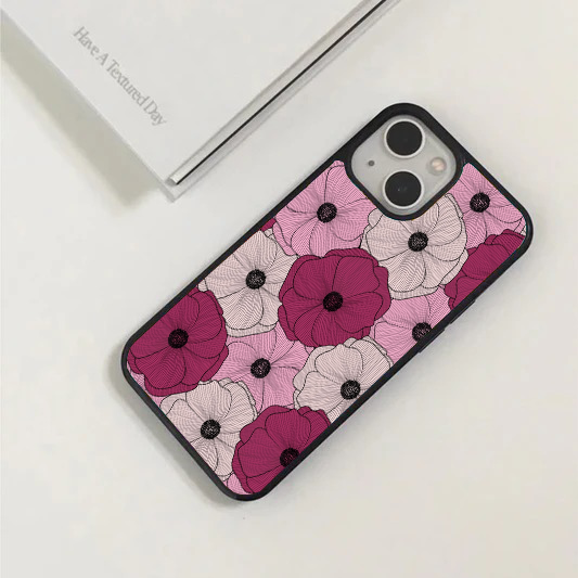 Burgundy & Pink Line Art Floral Phone Case