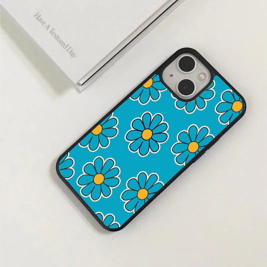 Retro Y2K Blue Pop Art Daisy Phone Case