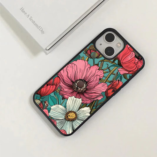 Vintage Line Art Pink Anemone Phone Case
