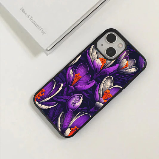 Moody Purple Crocus Floral Phone Case