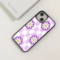 Purple Wavy Checkerboard Daisy Phone Case