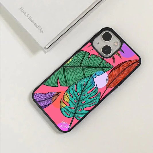 Vibrant Sketched Tropical Leaf Boho Case