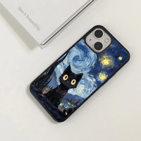 Black Cat in Starry Night Phone Case